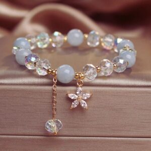 Blue Crystal & Pearl Beaded Bracelet