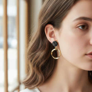 Glossy Black Hoop Earrings
