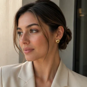 Gold Heart Stud Earrings