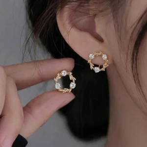 gold vine crystal earrings