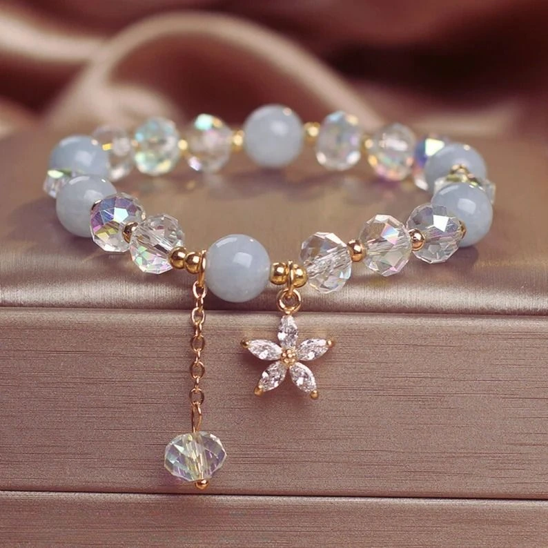 crystal flower charm bracelet
