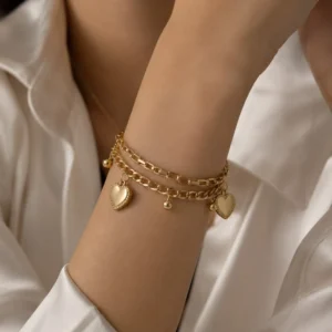 gold heart charm bracelet