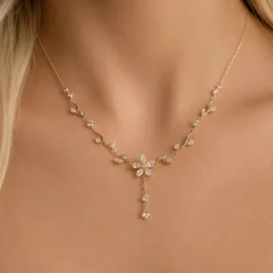 gold flower pendant necklace
