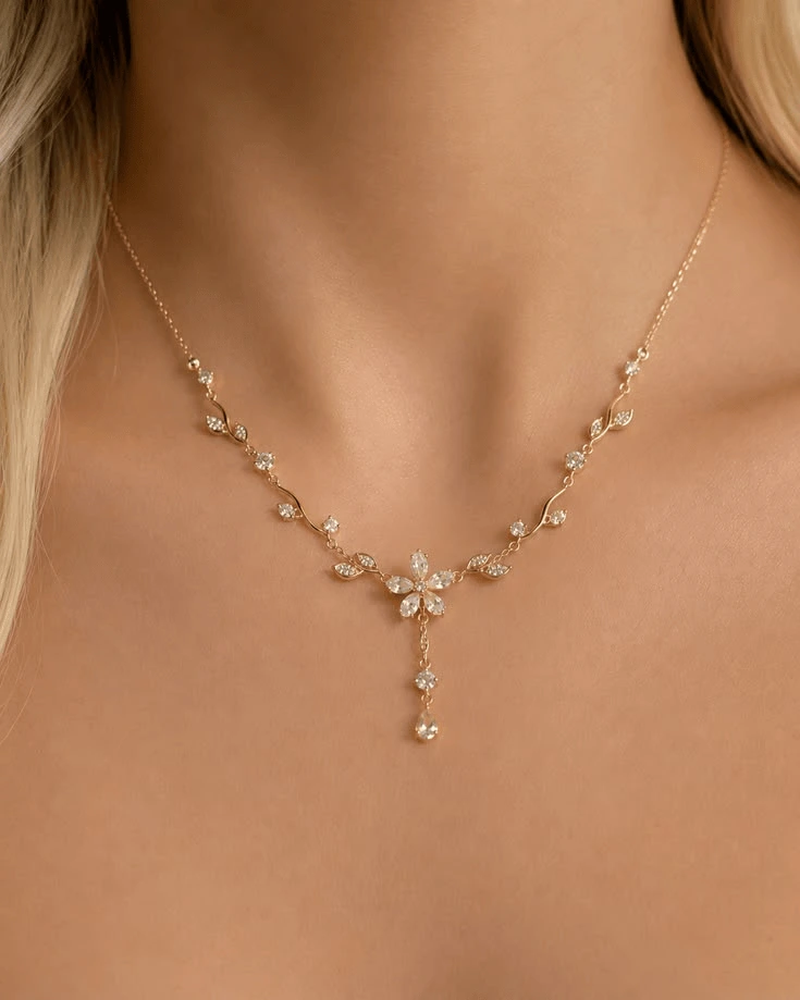 gold flower pendant necklace