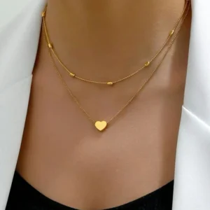 layered gold heart necklace