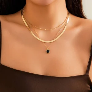 gold layered clover necklace