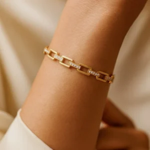 gold link diamond bracelet