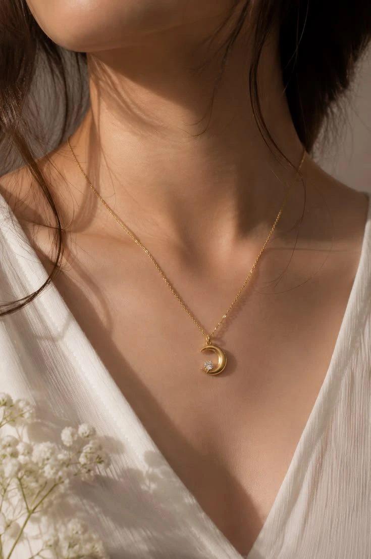 celestial moon pendant necklace